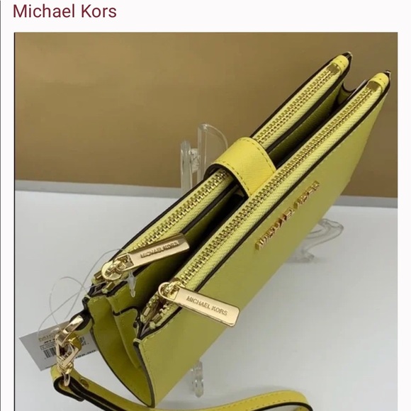 MICHAEL KORS LARGE DOUBLE ZIP WRISTLET WALLET SUNSHINE COLOR - Picture 7 of 13